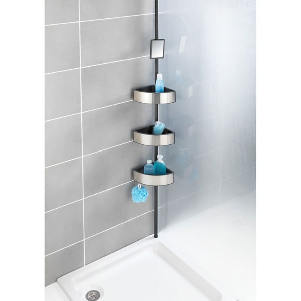 Teleskophylla - WENKO - Premium - 3 korgar - Aluminium - Mattsvart - Borrfri lösning matt svart