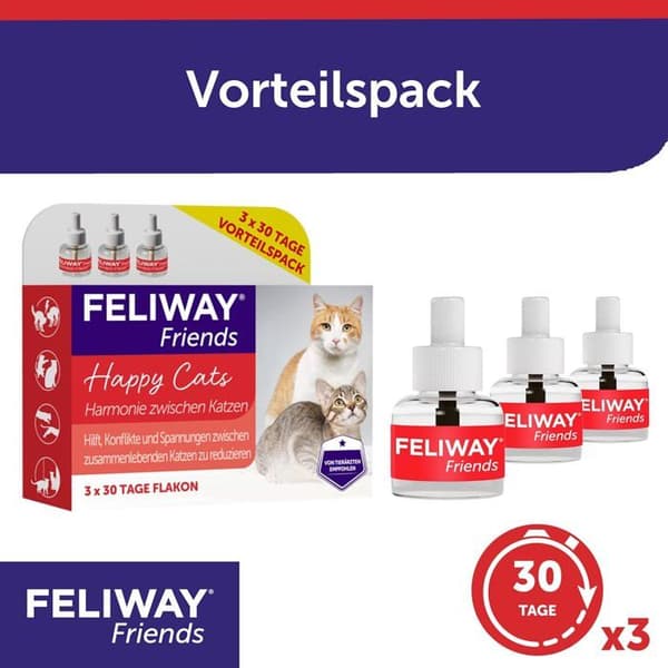 FELIWAY D89440L - 3-pack påfyllningar - 144 ML - 90 dagars harmoni - För katter