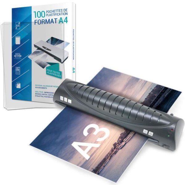 Pack Laminator A3 A4 A5 A6 A7 med 100 A4 lamineringspåsar