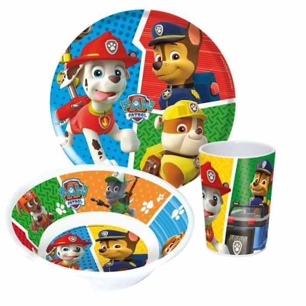 Paw Patrol - servisset (tallrik, djup tallrik, glas)