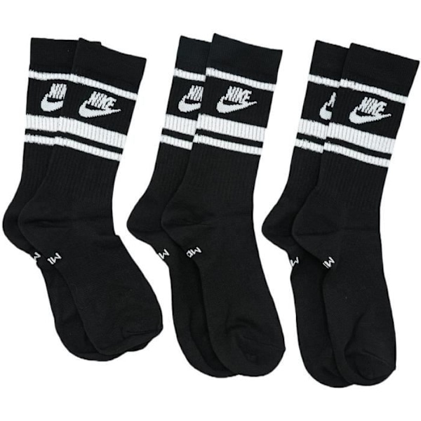 SOCKA Nike Sportswear Everyday Essential Crew strumpor 3 par, svart, unisex Svart jag