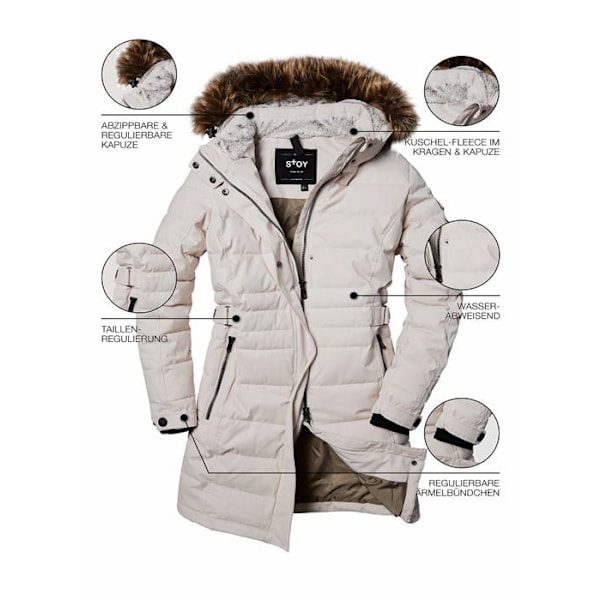Parka Stoy - 36017-000 - Wmn Quilted Prk A Parka aspekt duntäcke med avtagbar huva Dam Svart XS