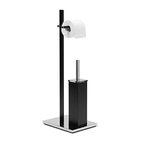 Ensemble stöd för toalettborste och papperhållare - Relaxdays - Inox - Svart - Dimensioner 73x21,5x27,5 cm - Elegant design svart silver