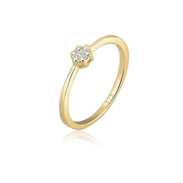Diamore dam 9k (375) gult guld - guld rund diamant - 0606942917 56
