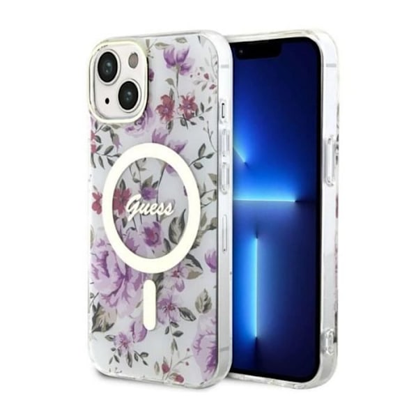 Guess Flower MagSafe - Fodral för iPhone 14 Plus (Transparent) - 3666339115647