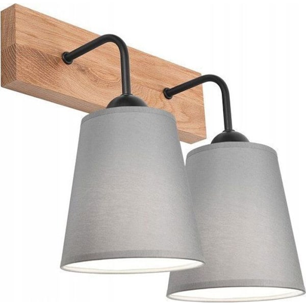 Inomhusapplikation Lamkur - 47683 - Applikation Lula boho-applikation i trä skärm 2x60W E27 grå/trä