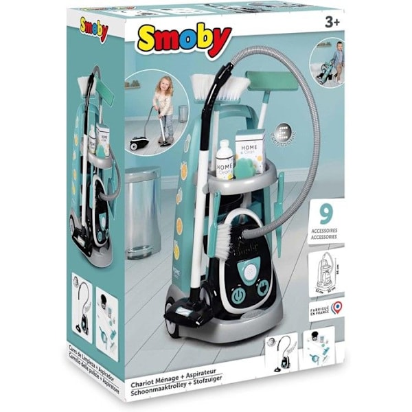 Smoby - Städvagn + Smoby Dammsugare Flerfärgad