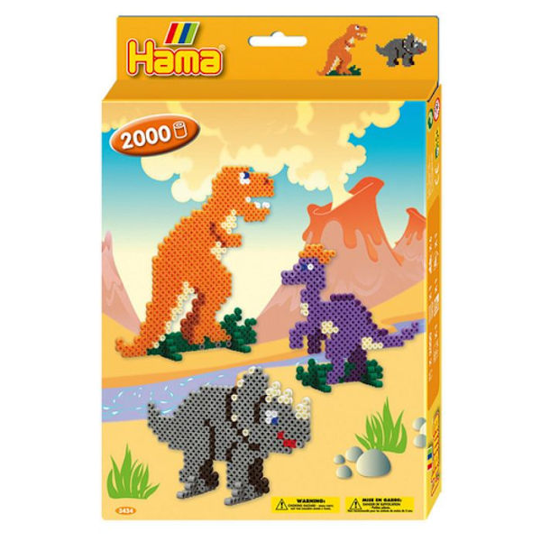 Stryktavla med pärlor - HAMA - Dinosauriernas värld - 2000 MIDI-pärlor - 1 platta - Från 5 år Flerfärgad