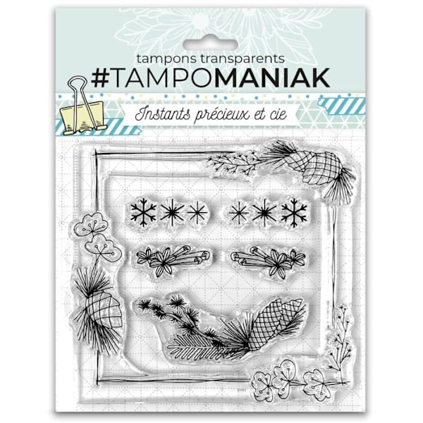 Tampomaniak dekorativ bläckdyna - JTM-0003 - Set med klara vinterstämplar - 10x10,5 cm