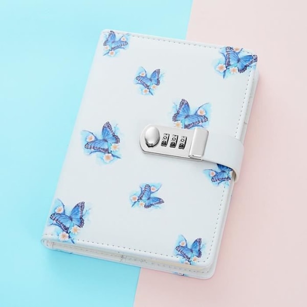 Creative PU Leather Password Notepad, Secret Lined Password Diary Sketchbook Organizer, Fjärilsmönster, 150x215 mm
