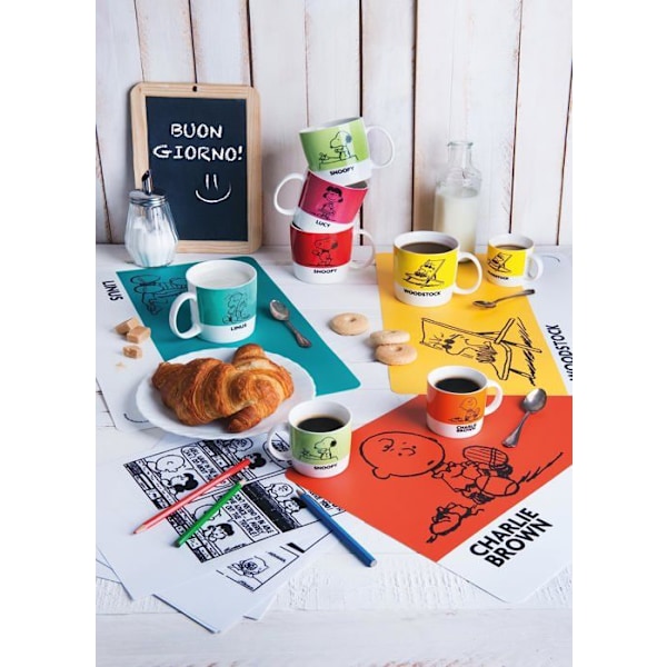 Mugg - kopp - mazagran Excelsa - 48587 - Peanuts Set med 6 Kaffekoppar, Porslin, 100 ML, Flerfärgad