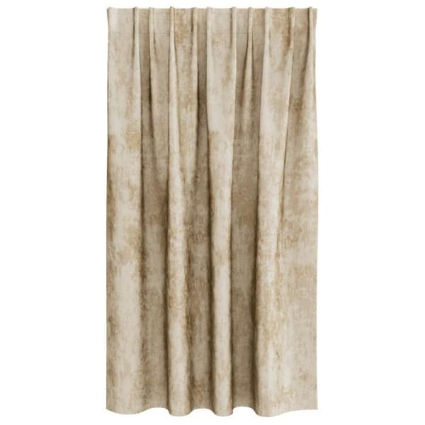 Crème sammet gardiner 140 x 140 cm - 2 stycken, ögla, matt polyester Grädde