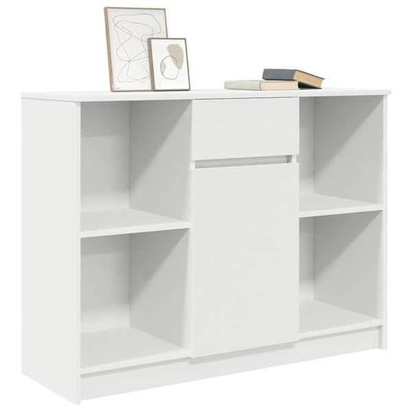 vidaXL Buffé med låda vit 101x35x76 cm ingenjörsträ, förvaringsmöbel, buffé, hallmöbel, buffémöbel 861562