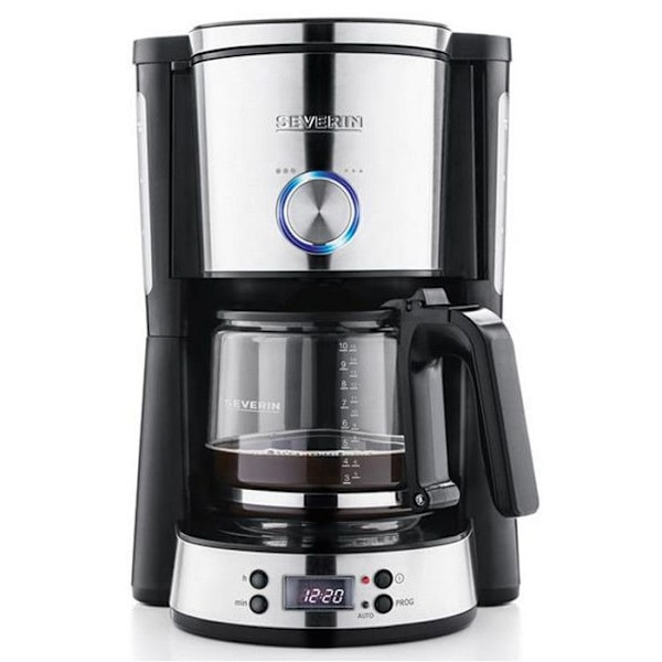 PROGRAMMERBAR KAFFEMASKIN 10T 1.4L 1000W AROMA SELECTOR LCD SVART ROSTFRITT STÅL SEVERIN - 4826 Rostfritt stål
