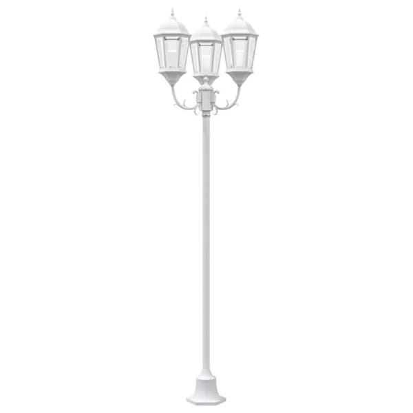 Trädgårdslampa 3 lampor E27 Vit 220 cm Aluminium