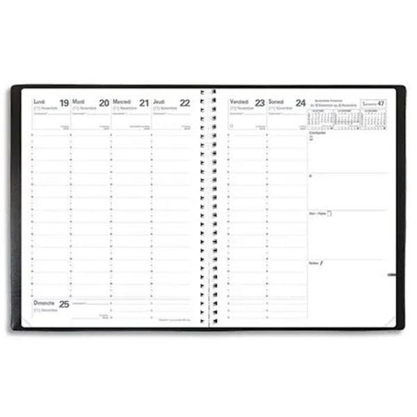 Veckoschema - Quo Vadis - President Spiralé SEPT - 210 x 270 mm - Mjuk pärm - Vitt papper Svart