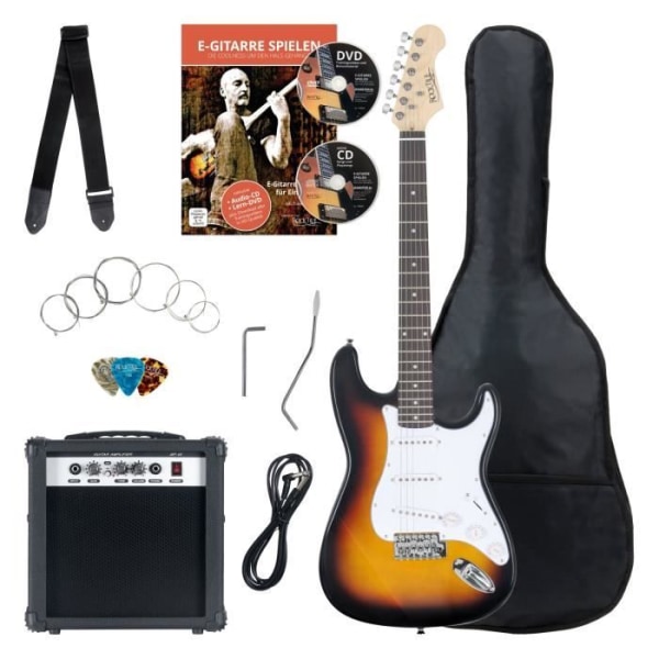 Rocktile Banger's Sunburst elgitarrpaket - Kit med 25 W Amp, Gigbag, Strap, Kabel, Strings and Picks