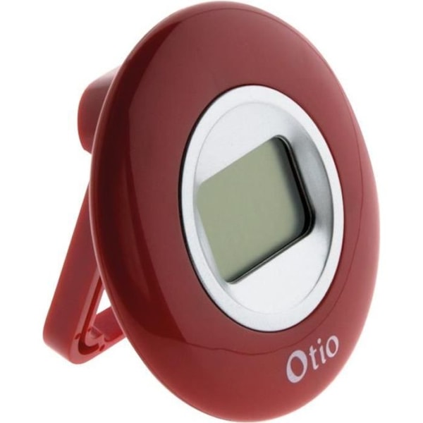 Inomhustermometer - Otio - LCD-display - Röd - Temperaturspann från 0 till +50°C - Fällbart stativ