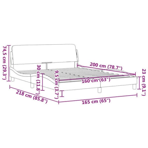 vidaXL Dover sängram grå 160x200 cm konstläder 373221