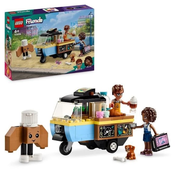 LEGO® 42606 Friends mobil konditorivagn, pedagogisk leksak med Aliya, Jules och Aira hundminifigurer Rosa