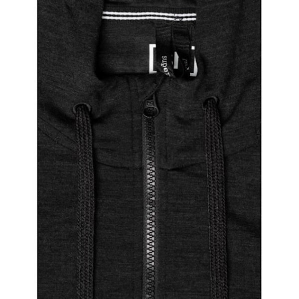 super.natural Essential Zip Hoodie för män - Jet Black Melange - Långärmad - Andas Kolsvart melerad S