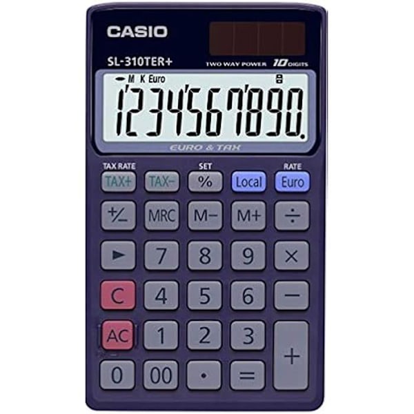 Fickräknare - CASIO - SL-310TER+ - 10-siffrig display - Euroomvandlare - Blå