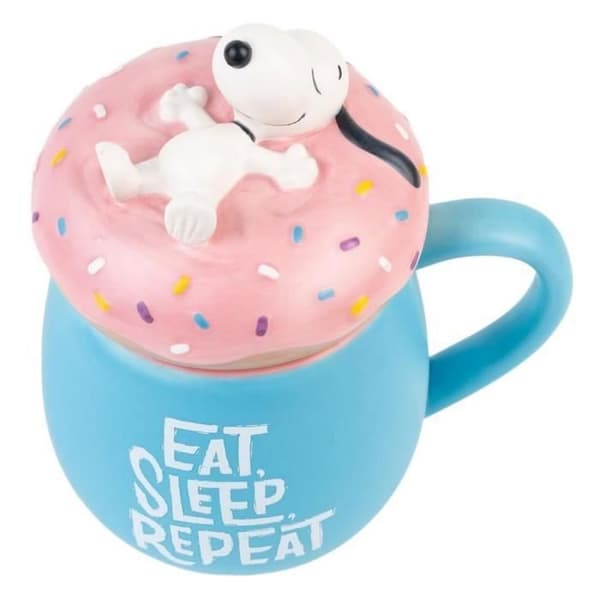 Mugg - Erik - Snoopy - Dolomit - 500ml - Kompatibel med mikrovågsugn blå/rosa