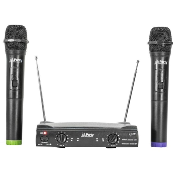 PARTY LJUS &amp; LJUD 2-kanals UHF-mikrofonsystem