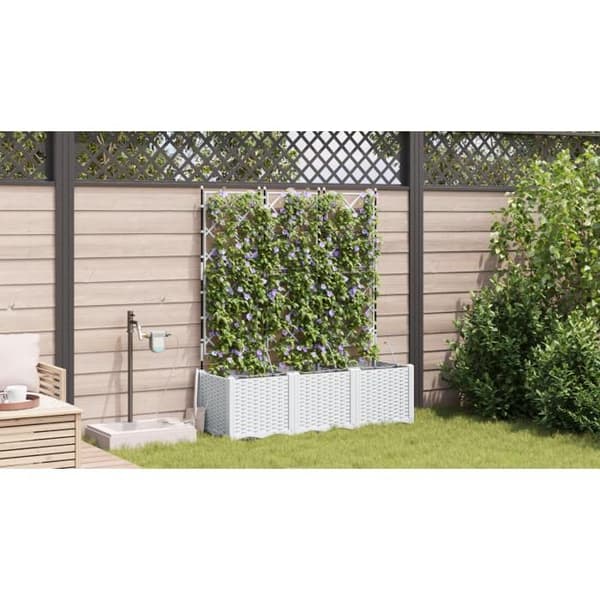 Planter - 3 st - Integrerat bevattningssystem - Polypropen - Vit Vit