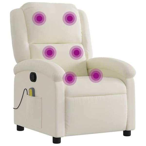 vidaXL Recliner Massagefåtölj i krämig sammet 371817 Grädde