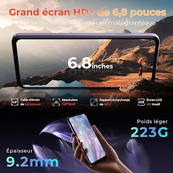 Smartphone - HOTWAV - Note 13 Max - Presenter till Mors- och Farsdag - Skärm 6,8" - 6+256Go - 48MP kamera - 5160mAh - Android 14 - Svart Svart