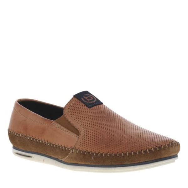 Loafers för män - Märke - Läder platt klack - Cognac Brun - Bi-material Patent och sammet Cognac 40