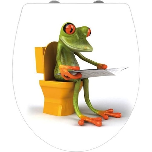 WENKO Original Frog toalettsits, toalettsits med fallskydd, clip-on fäste i rostfritt stål, Duroplast akryl, 39x45 cm Vit