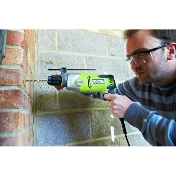 RYOBI - 1 200 W slagborr - 1 200-3 000 cp/min - 2 hastigheter - 13 mm metallchuck - LED - Levereras i kartong - RPD1200-K Grönt och svart