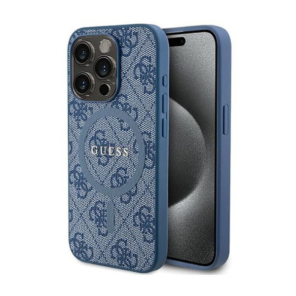 Gissa 4G Kollektion Läder Metall Logotyp MagSafe - Fodral för iPhone 15 Pro (blå)