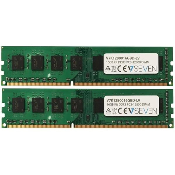 V7 RAM-modul - 16 GB (2 x 8 GB) - DDR3-1600/PC3L-12800 DDR3 SDRAM - CL11 - 1,35 V - Icke-ECC - Obuffrad - 240 stift