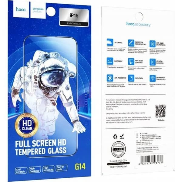 Härdat glas - HOCO - Guardian Shield - SET 10 i 1 - iPhone 15/16 - Rep-resistant Svart