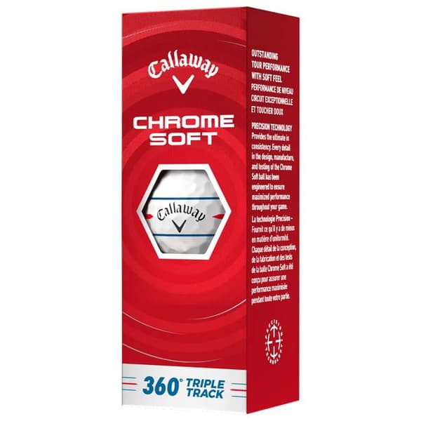 Låda med 12 Callaway Chrome Soft Triple Track 360 golfbollar Vit