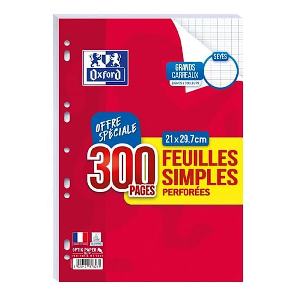 Parti om 300 enkelark + 300 dubbelkopior stora perforerade rutor A4 + 1 Blumie Adhesive Index