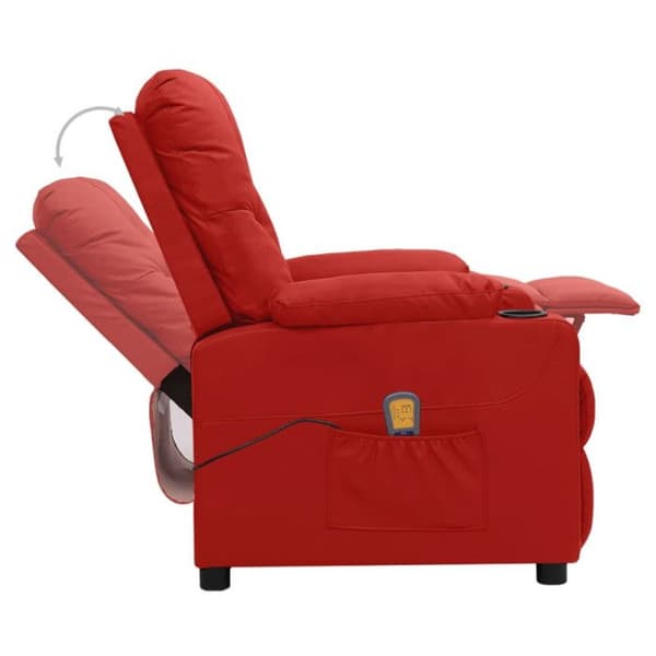 Massagefåtölj Röd vinröd Konstläder
