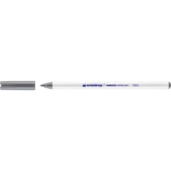 Textilpenna - EDDING - 4600 - Grå - 1 mm - Fin - Opaque - Oföränderlig Grå