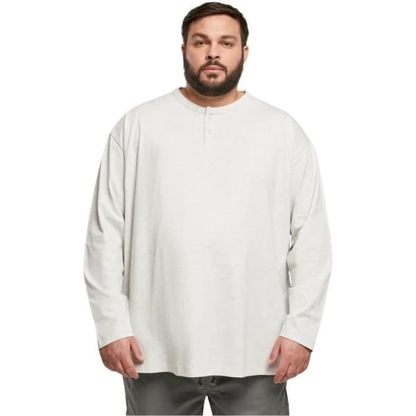 Urban Classics Henley Oversized långärmad t-shirt - ljusgrå - M
