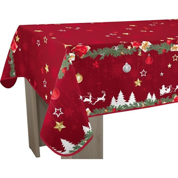 Anti-stain duk Jul Röd Rektangel storlek 150x300 cm