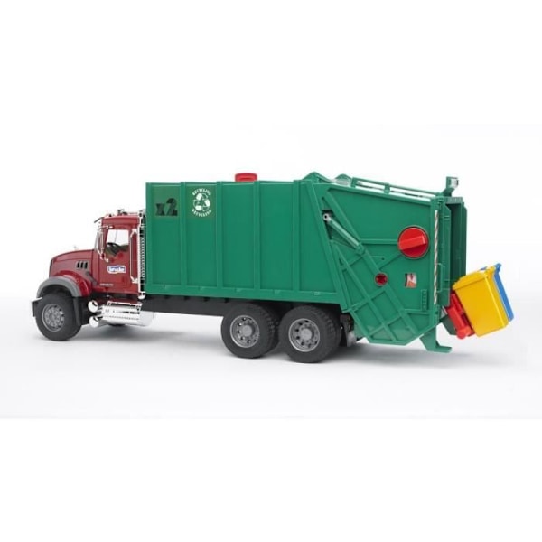 MACK Granit sopbil - BRUDER - Med soplyftsystem - 2 papperskorgar - Grön Grön