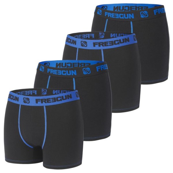 FREEGUN boxershorts i bomull för män, boxershorts för män, brett midjeband med maxi komfort (4 cm), (paket med 4) - blå, svart storlek S Blå XL