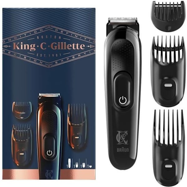 KING C. GILLETTE skäggtrimmer med 3 utbytbara kammar och vässade blad