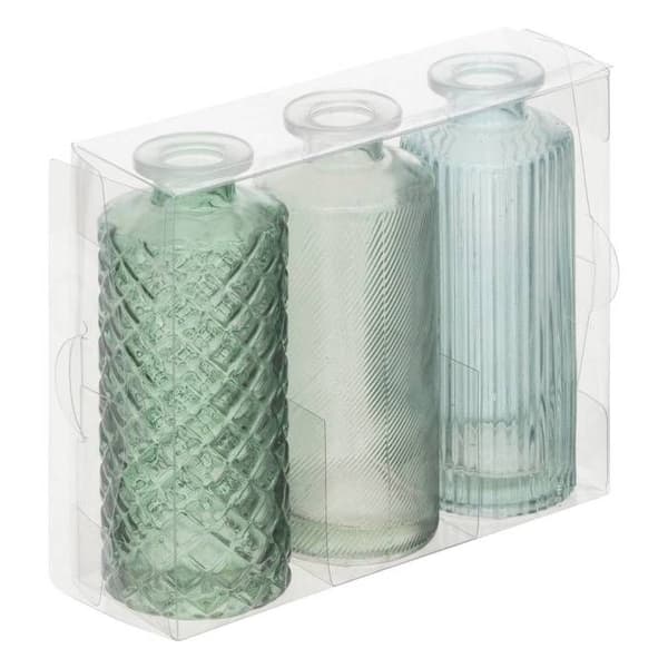 Set med 3 soliflore grön D5,4cm Blå
