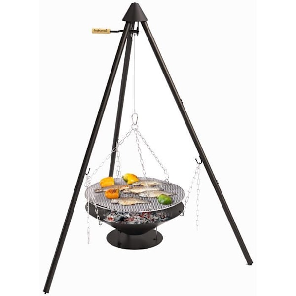 BARBECOOK Junko stativbrännare - Stål - Ø60 cm - Träkol - Upp till 12 personer Svart