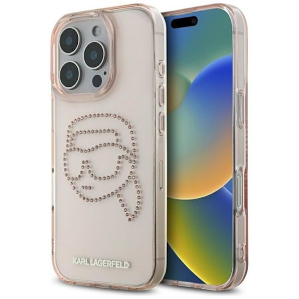 Coque Karl Lagerfeld IML Strass Karl Head för iPhone 16 Pro Max (rosa) rosa