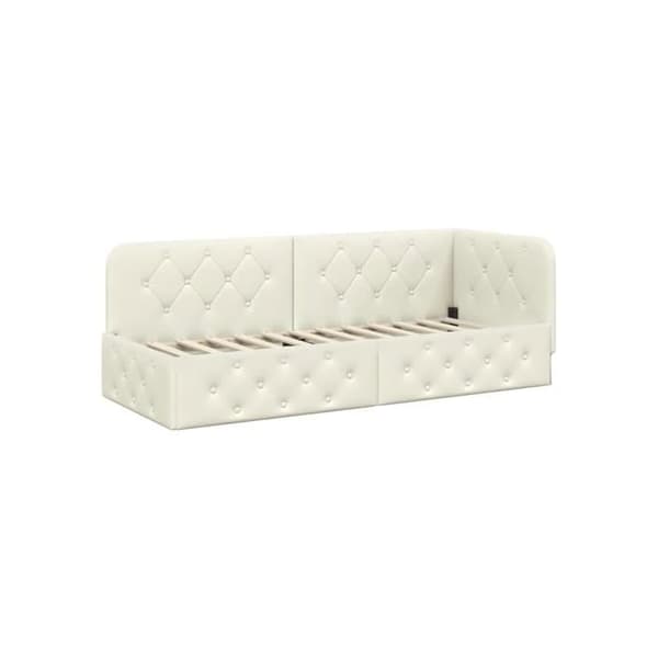 Vinkel sängram i sammet - vidaXL - 80x200 cm - Kräm - L-formad design - Mångsidig bäddsoffa Grädde